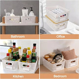 CARLA HOME Storage Bins with Bamboo Lids - 6 Pack - White - Plastic - Storage Bins 6 Pcs