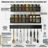 CARLA HOME 3 Pack Magnetic Spice Rack for Fridge Kitchen with Hook Bar