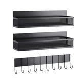 CARLA HOME 3 Pack Magnetic Spice Rack for Fridge Kitchen with Hook Bar