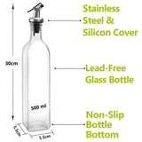 CARLA HOME 4 Pack Glass Oil Dispenser Bottle 500ml Transparent Kitchen