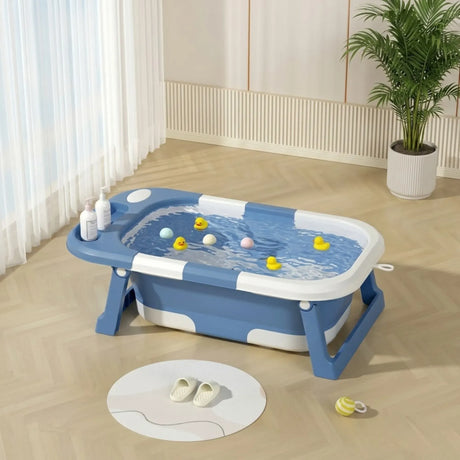 Carla Home Foldable Baby Bath Tub with Collapsible Toddler Blue.