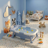 CARLA HOME Foldable Baby Bath Tub with Collapsible Toddler - Blue