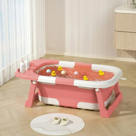 Carla Home Foldable Baby Bath Tub with Collapsible Toddler Pink.