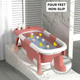 CARLA HOME Foldable Baby Bath Tub with Collapsible Toddler - Pink
