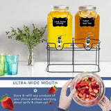CARLA HOME 2 Pack Glass Drink Dispensers with Juice Pot Stand - 4L