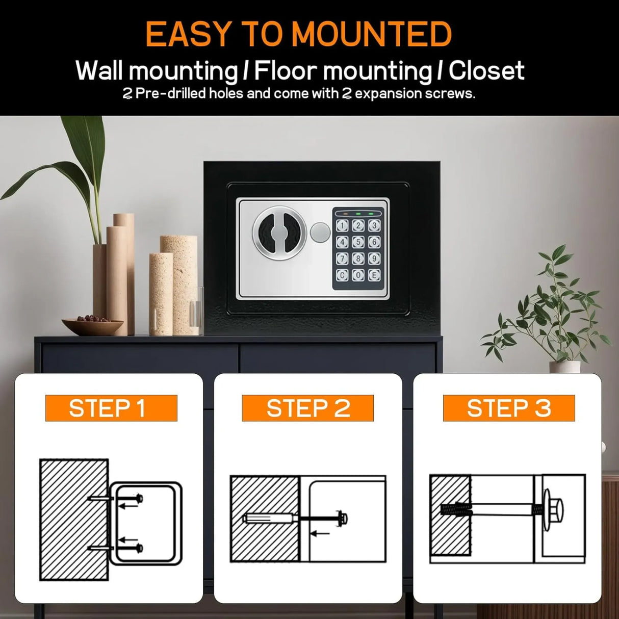 CARLA HOME Electronic Safe Box with Keypad Lock for Cash Locker
