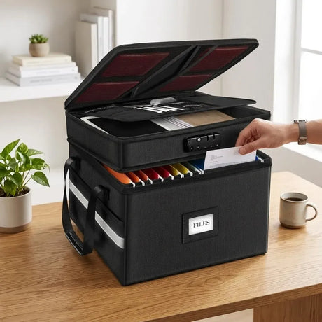 CARLA HOME fireproof document box, folds flat.