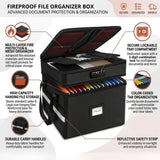 CARLA HOME Fireproof Document Box with Lock - Fabric - Office - Fireproof Document Safe