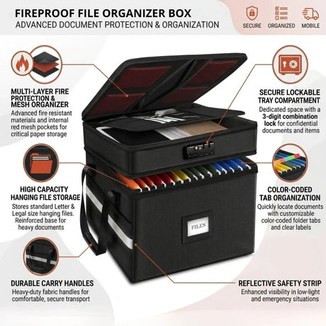 CARLA HOME fireproof document box, folds flat.