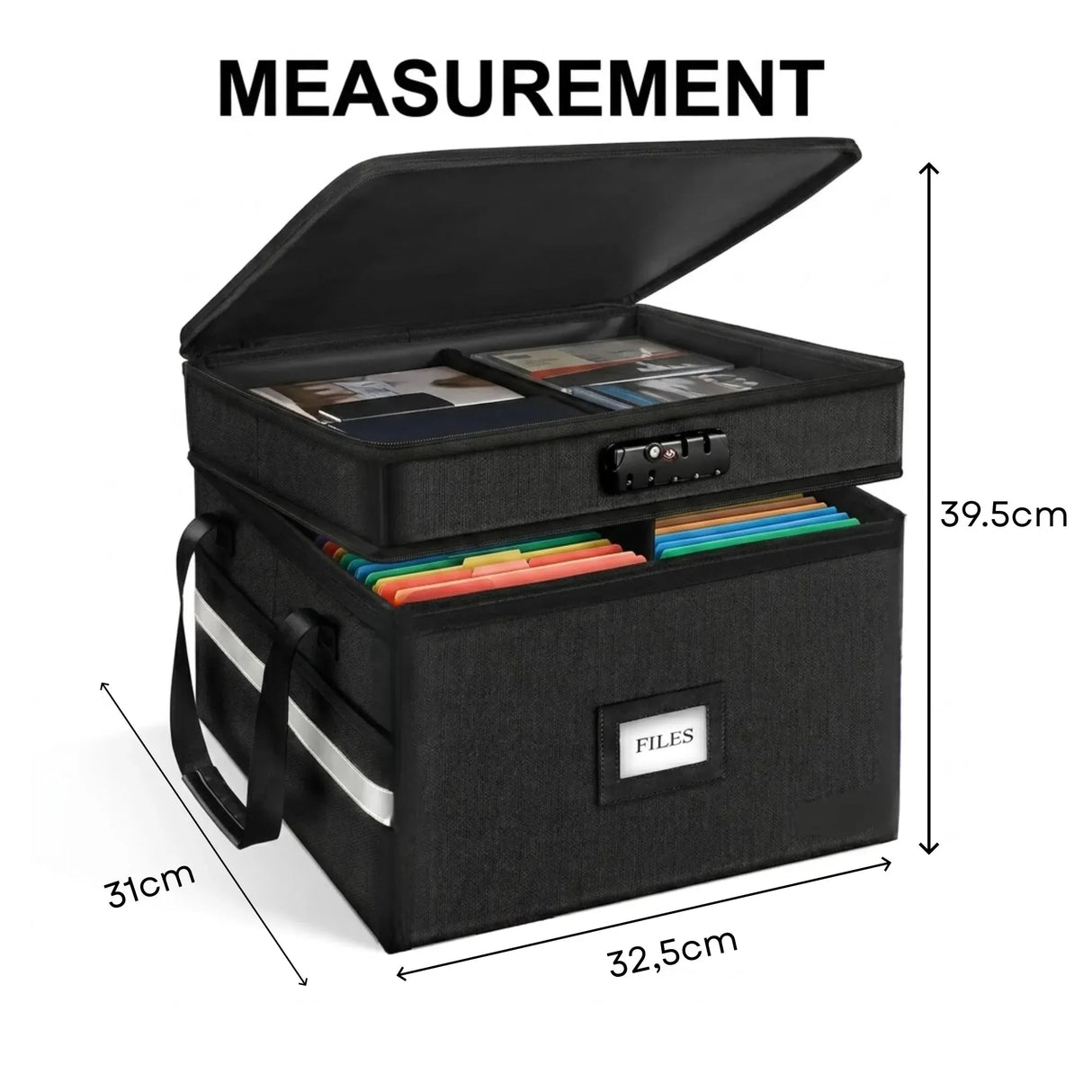 CARLA HOME Fireproof Document Box with Lock - Fabric - Office - Fireproof Document Safe