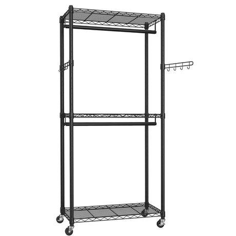 Portable rail garment rack, double size.