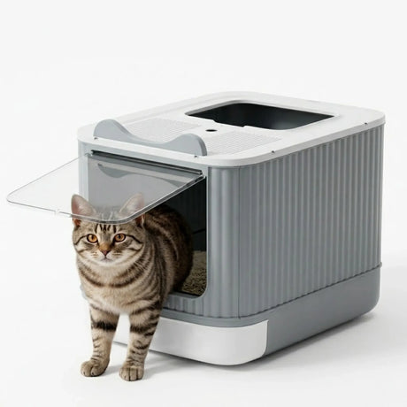 Carla Home Enclosed Cat Litter Box Drawer Tray Large Scoop Drawer Design.
