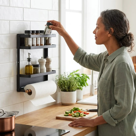 CARLA HOME Fridge black magnetic spice rack.