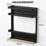 CARLA HOME Magnetic Refrigerator Spice Rack - 2 Tier Fridge Organiser - Black