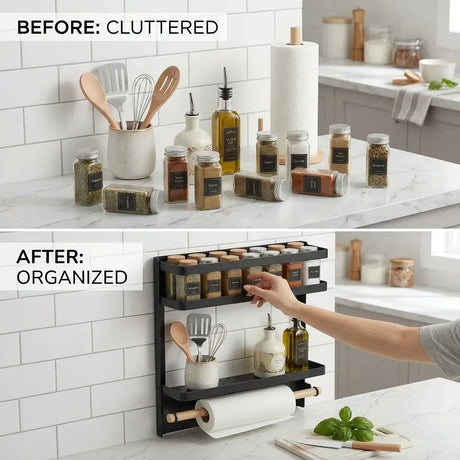 CARLA HOME Fridge black magnetic spice rack.
