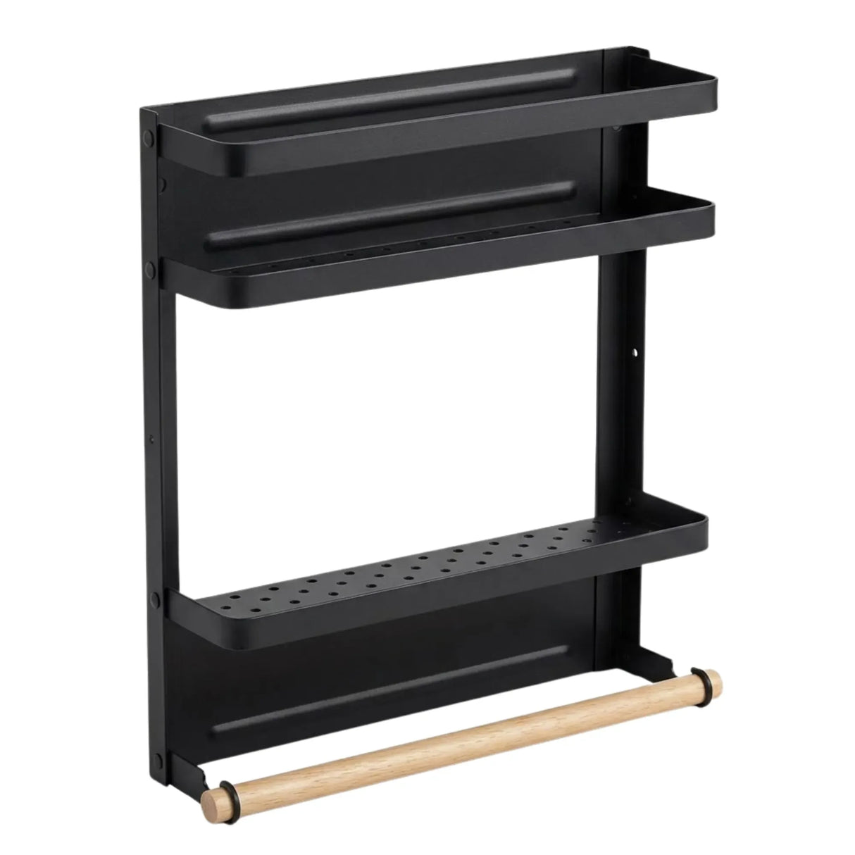 CARLA HOME Magnetic Refrigerator Spice Rack - 2 Tier Fridge Organiser - Black