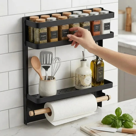 CARLA HOME Fridge black magnetic spice rack.