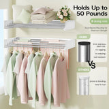 CARLA HOME Wall Mounted Clothes Drying Rack - Foldable - Balcony Folding Clothes - White
