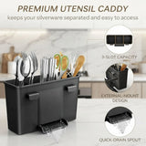 CARLA HOME Dish Drying Rack with Drainboard & Utensil Holder for Kitchen (Black)
