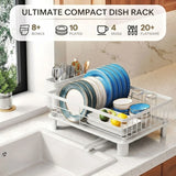 CARLA HOME Dish Drying Rack with Drainboard & Utensil Holder for Kitchen (White)
