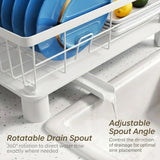 CARLA HOME Dish Drying Rack with Drainboard & Utensil Holder for Kitchen (White)