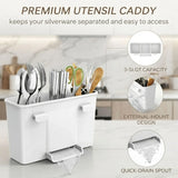 CARLA HOME Dish Drying Rack with Drainboard & Utensil Holder for Kitchen (White)