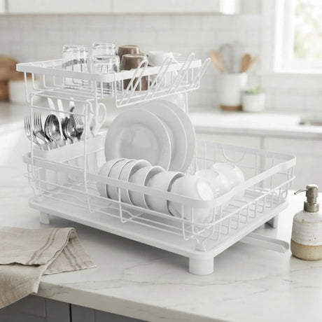 White dish drying rack.
