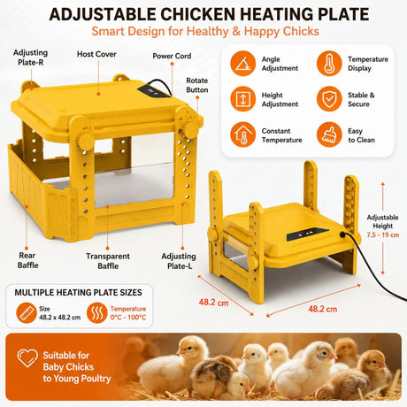 Yellow adjustable farm equipment, height adjustable.