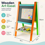 CARLA HOME Kids Art Easel, Double-Sided Chalkboard Whiteboard, Multicolour