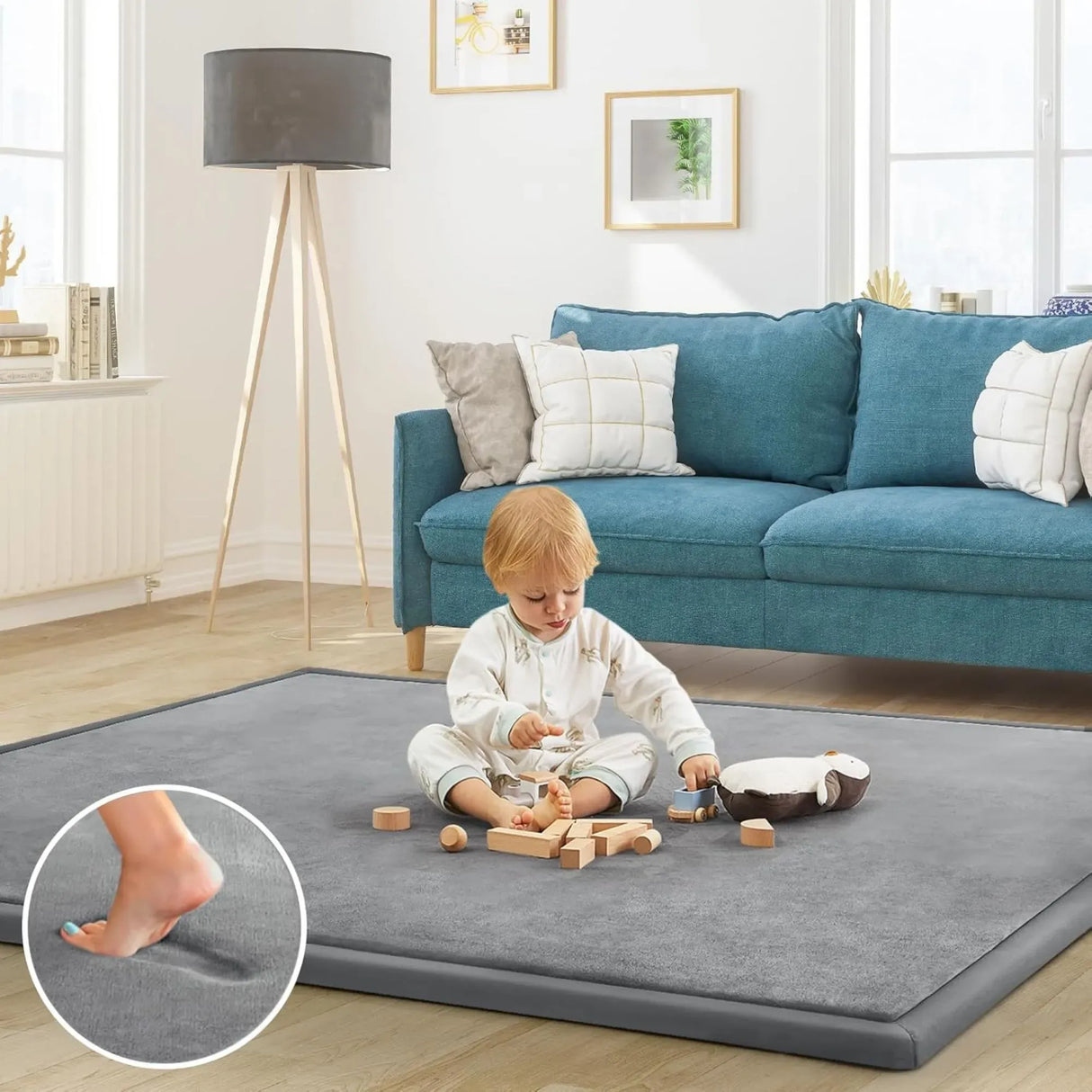 CARLA HOME Baby Play Mat 200x300cm, Thick Foam Crawling Mat, Infants, Grey