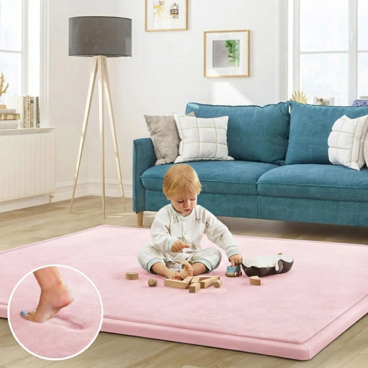 CARLA HOME Baby Play Mat 150x200cm, Thick Foam Crawling Mat, Infants, Pink