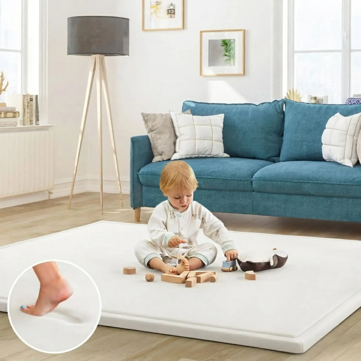 CARLA HOME Baby Play Mat 100x150cm, Thick Foam Crawling Mat, Infants, White