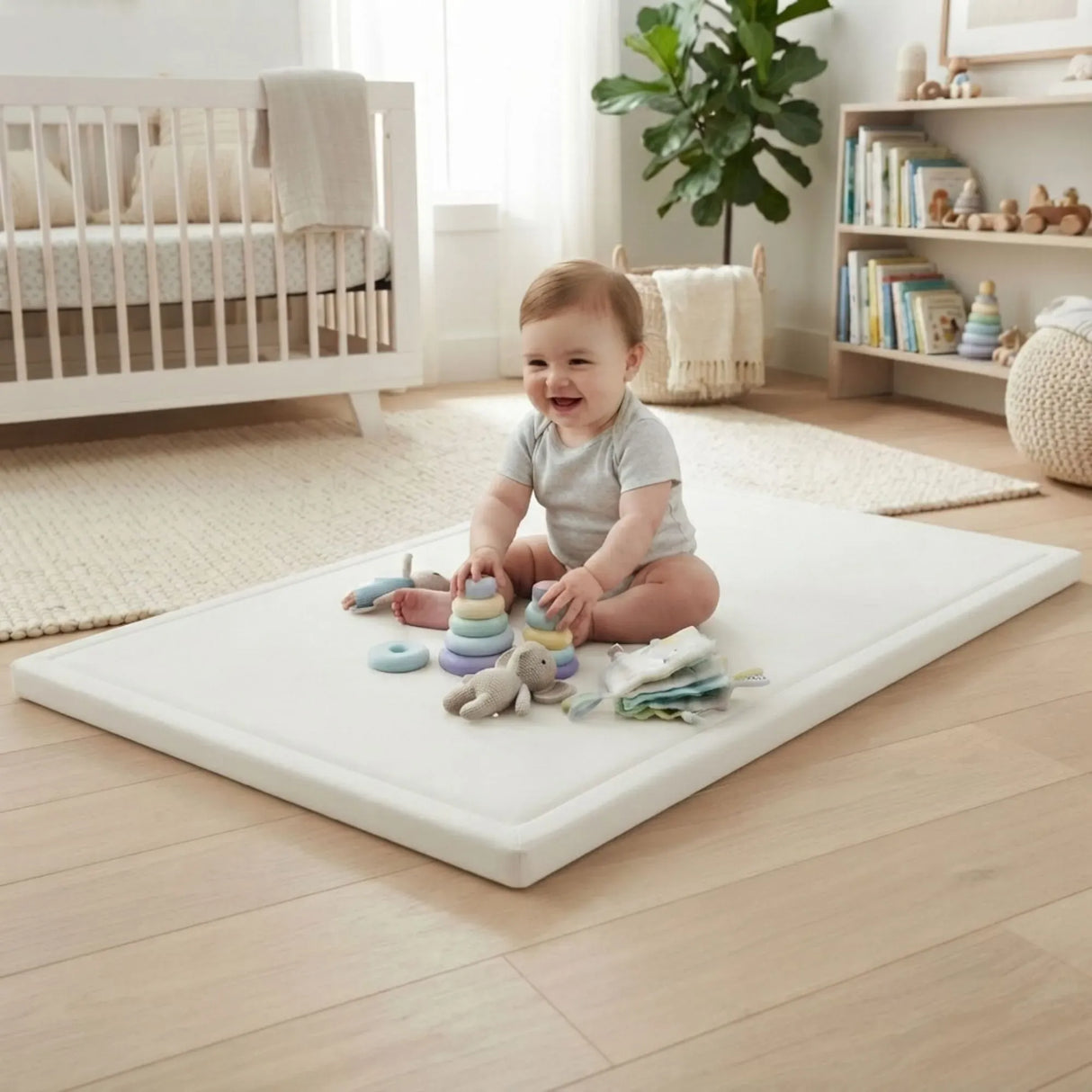 CARLA HOME Baby Play Mat 100x150cm, Thick Foam Crawling Mat, Infants, White