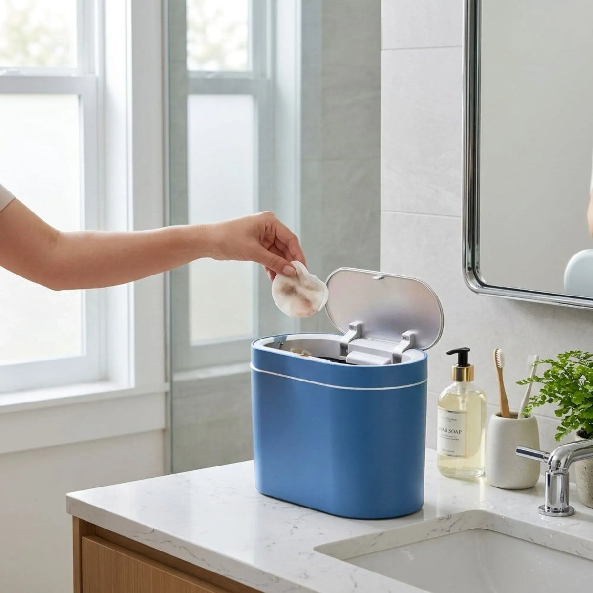 CARLA HOME 7L Automatic Trash Bin with Lid, Motion Sensor Garbage Can Blue