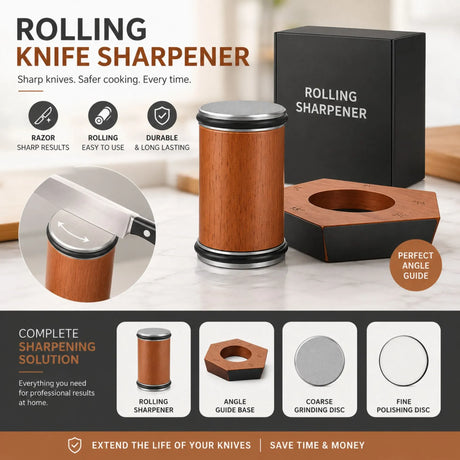 Rolling knife sharpener.