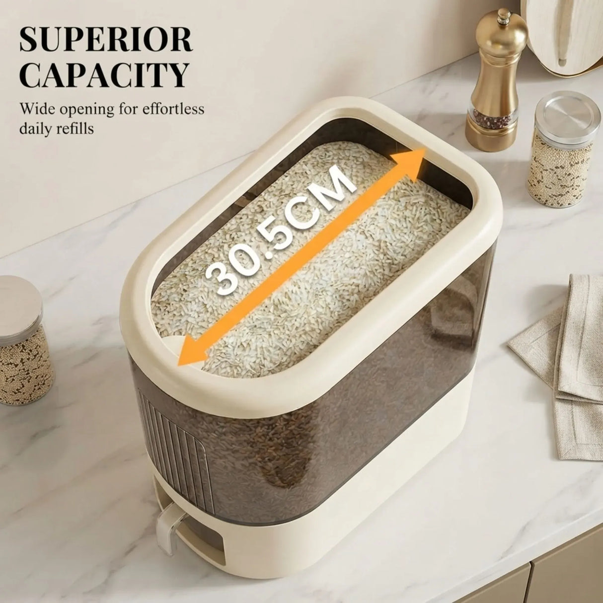 CARLA HOME Rice Dispenser 5kg Large Storage, Press Button Grain Container Kitchen