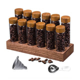 CARLA HOME Glass Coffee Bean Storage Tubes, 12 Pack Wooden Stand (60ml 20g)