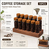 CARLA HOME Glass Coffee Bean Storage Tubes, 12 Pack Wooden Stand (60ml 20g)