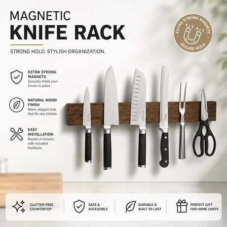 CARLA HOME brown wall mounted knife holder, 40cm.