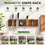 CARLA HOME Magnetic Knife Holder Wall Mounted, Wood Strip, Brown (40cm)