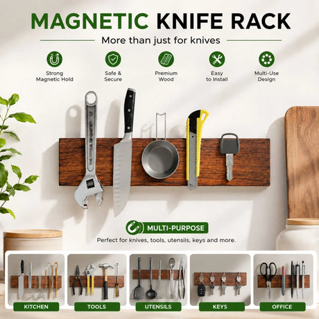 CARLA HOME brown wall mounted knife holder, 40cm.