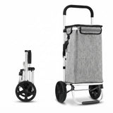 CARLA HOME Foldable Shopping Trolley, Aluminium Cart, 45L, Waterproof, Grey