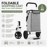 CARLA HOME Foldable Shopping Trolley, Aluminium Cart, 45L, Waterproof, Grey