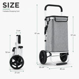 CARLA HOME Foldable Shopping Trolley, Aluminium Cart, 45L, Waterproof, Grey