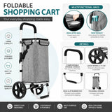 CARLA HOME Foldable Shopping Trolley, Aluminium Cart, 45L, Waterproof, Grey