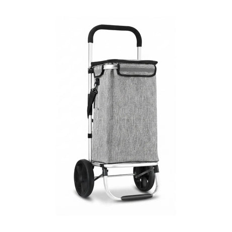 Grey aluminium foldable cart, 45L, folds flat.