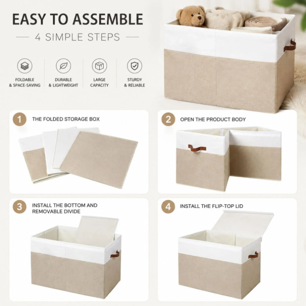 CARLA HOME Large Toy Storage Box with Lid Upgraded Toy Storage Chest Organiser