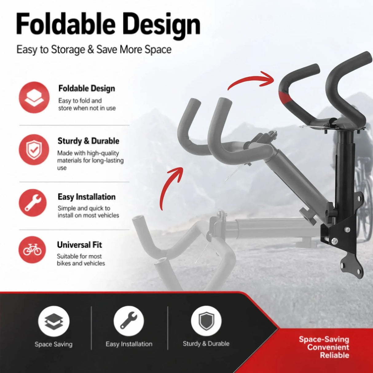 CARLA HOME Wall Mount Bike Rack, Adjustable Foldable Hanger, Garage Storage
