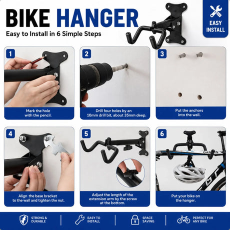 CARLA HOME foldable bike rack, wall mounted.