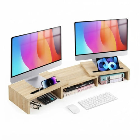 CARLA HOME beige adjustable monitor stand.